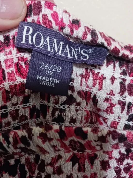 Roaman's Pink Floral Print Long Maxi Dress with Spaghetti Straps 2x(26/28) A-10 - Picture 2 of 3